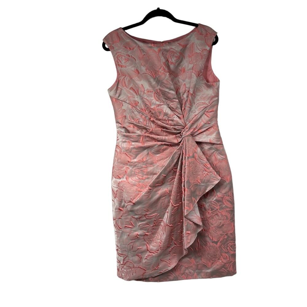 Maggy London Dress Womens 14 Pink Sleeveless Floral Pattern Textured Elegant